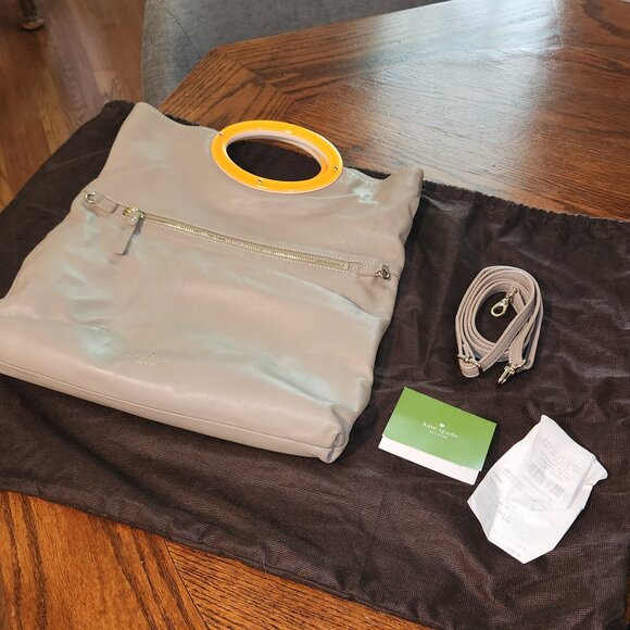 Kate Spade Beige Leather Top Handle Bag with shoulder strap - Picture 1 of 6